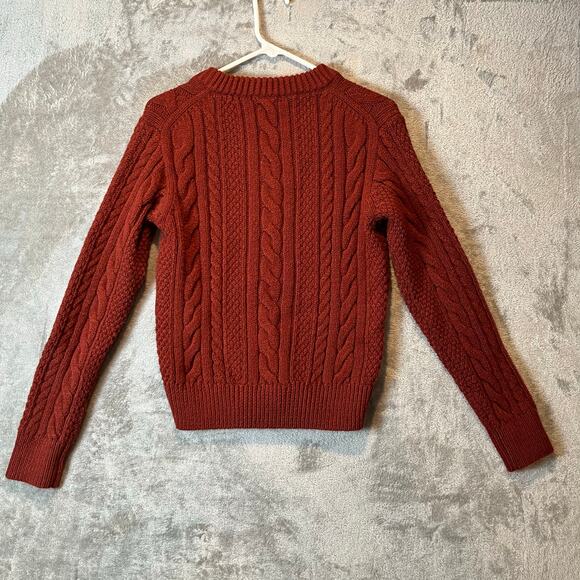 JW Anderson X‎ uniqlo Cable Knit V Neck Sweater Size XS Wool Blend Orange - Picture 3 of 5